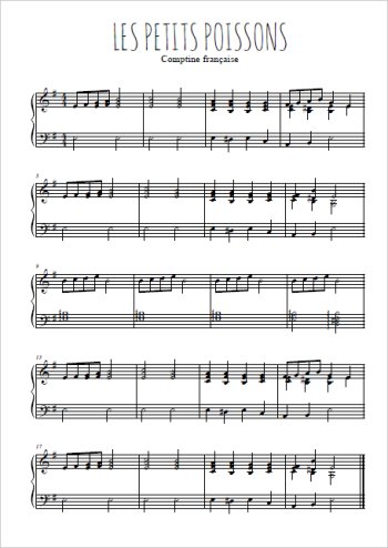 Téléchargez l'arrangement pour piano de la partition de Les petits poissons en PDF